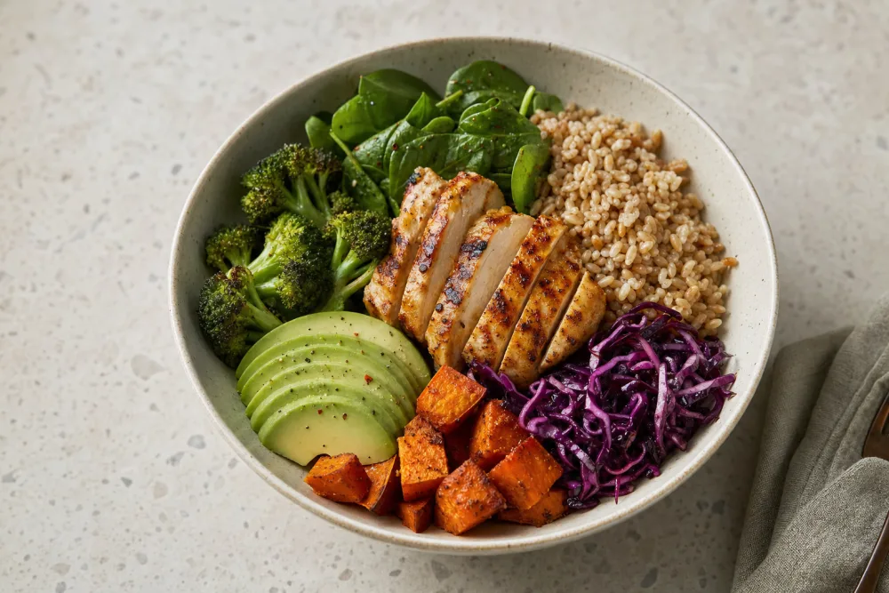 Eiwitrijke gezonde bowl met groente