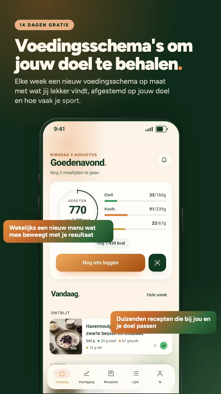 Voedingsschema.nl-app, schermafbeelding 1 van 8